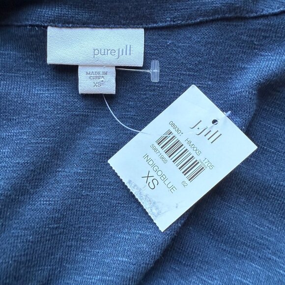 Pure Jill Cardigan Womens XS Indigo Blue Tencel Linen Blend Open Front - Picture 8 of 8